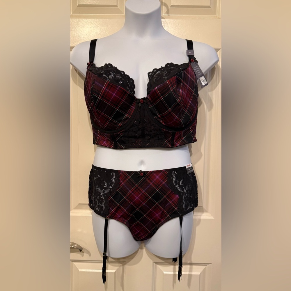 Lane Bryant Holiday Christmas Seasonal Hylander Plaid Lace Women's Lingerie Set - Picture 8 of 15